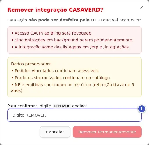 Janela Remover integração com o que some, o que é preservado e o campo para digitar REMOVER (1)