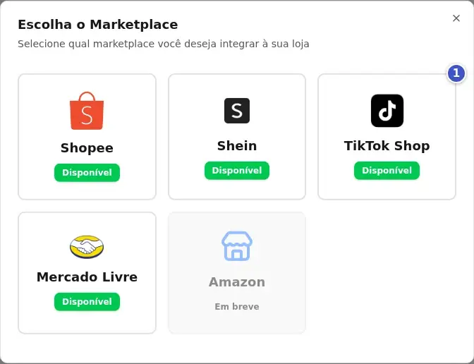Janela Escolha o Marketplace com o cartão TikTok Shop em destaque (1)